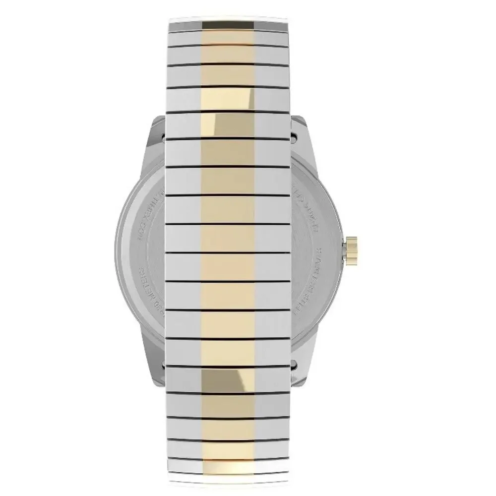 Timex Mens Easy Reader Two Tone 30mm Steel Watch Elastic Band Gold Perfect Fit